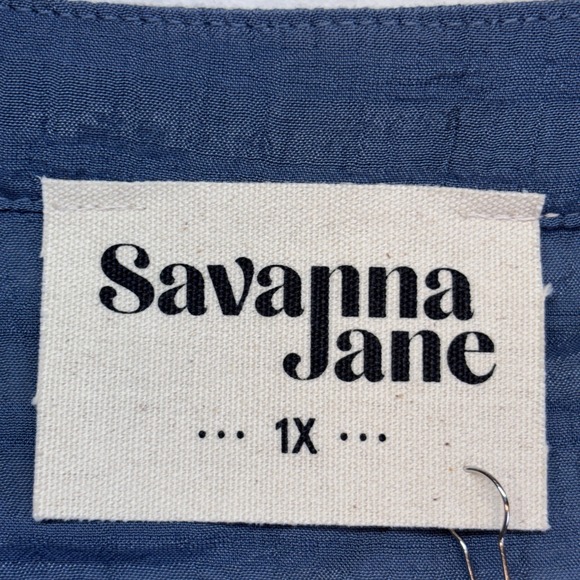 Savanna Jane Embroidered Blue Tassel Tunic Top Plus Size 1X Western New - Picture 6 of 8